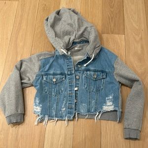 Girls Tractr Jean hoodie coat - size M